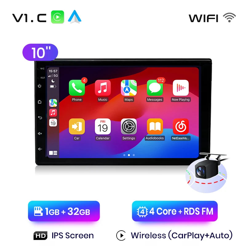 Junsun 7 9 10 pouces Radio universelle Carplay Android Auto autoradio lecteur multimédia systèmes intelligents pour Ford Peugeot Fiat