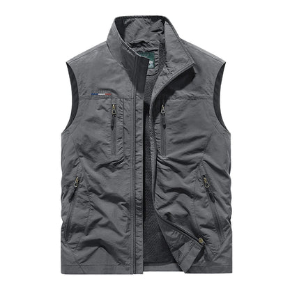 جاكيت شبكي رجالي يسمح بالتهوية، سترة كاجوال، جاكيت من الألياف، للصيد في الهواء الطلق، صيد الأسماك، معطف عمل متعدد الجيوب، ربيع، أزياء جديدة، 2025