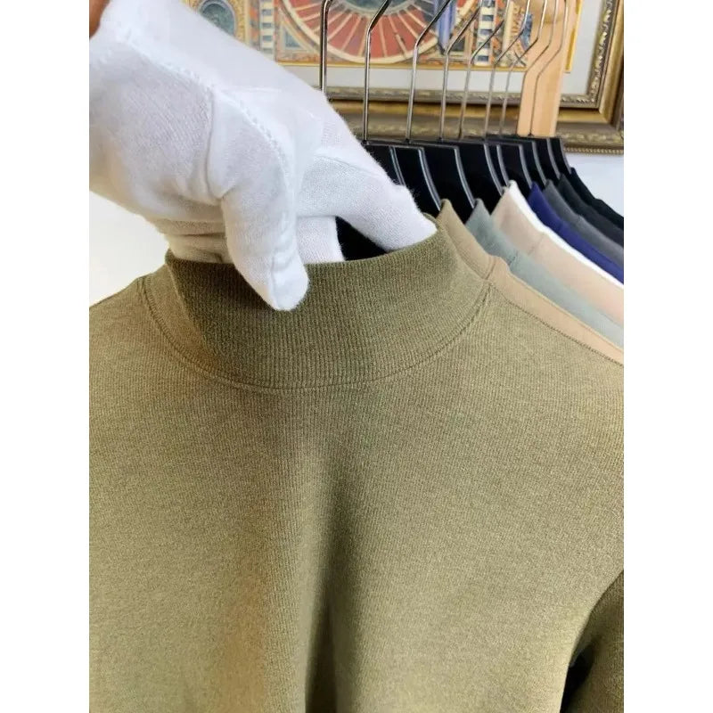 Sous-vêtements thermiques à Base épaisse pour hommes, T-shirt décontracté à manches longues et col Semi-haut pour porter à l'intérieur et à l'extérieur, automne et hiver
