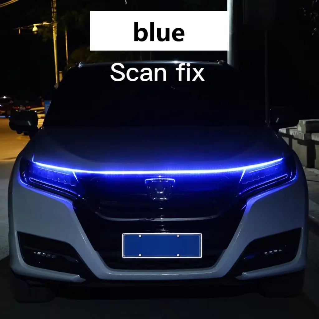 LED feux de jour balayage démarrage capot de voiture lumières décoratives DRL Auto moteur capot Guide lampe d'ambiance décorative 12V blanc