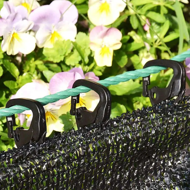 20/50/100 pièces Crochets noirs pour filet pare-soleil, Outil d'installation Agraffe pour filet pare-soleil de jardin, Support de suspension pour clôture de cour extérieure et de volière