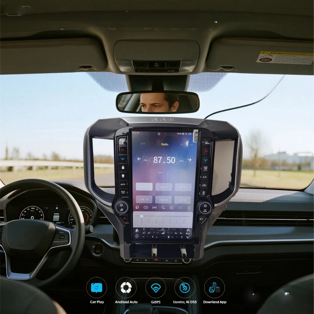 YLL Qled écran de Navigation stéréo pour Dodge Ram 2019 – 2023 Android 13 lecteur vidéo multimédia sans fil Carplay tête Uint Auto Radio