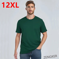 T-shirt d'été à manches courtes pour hommes, col rond, demi-manches, grande taille, en coton, couleur unie, hauts surdimensionnés 12XL, 10XL 9XL