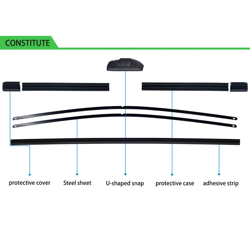 Essuie-glace de voiture en caoutchouc souple de type U, sans os, silencieux et Durable, pour BMW X5 E53 2000 – 2006, 24 "+ 22"