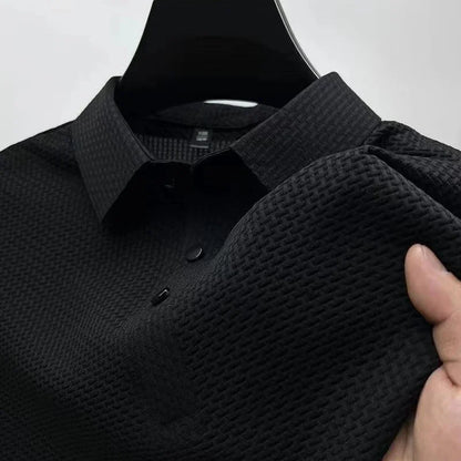 2025 hommes d'affaires décontracté à manches courtes fleur d'os couleur unie POLO mode respirant confortable été polyvalent haut