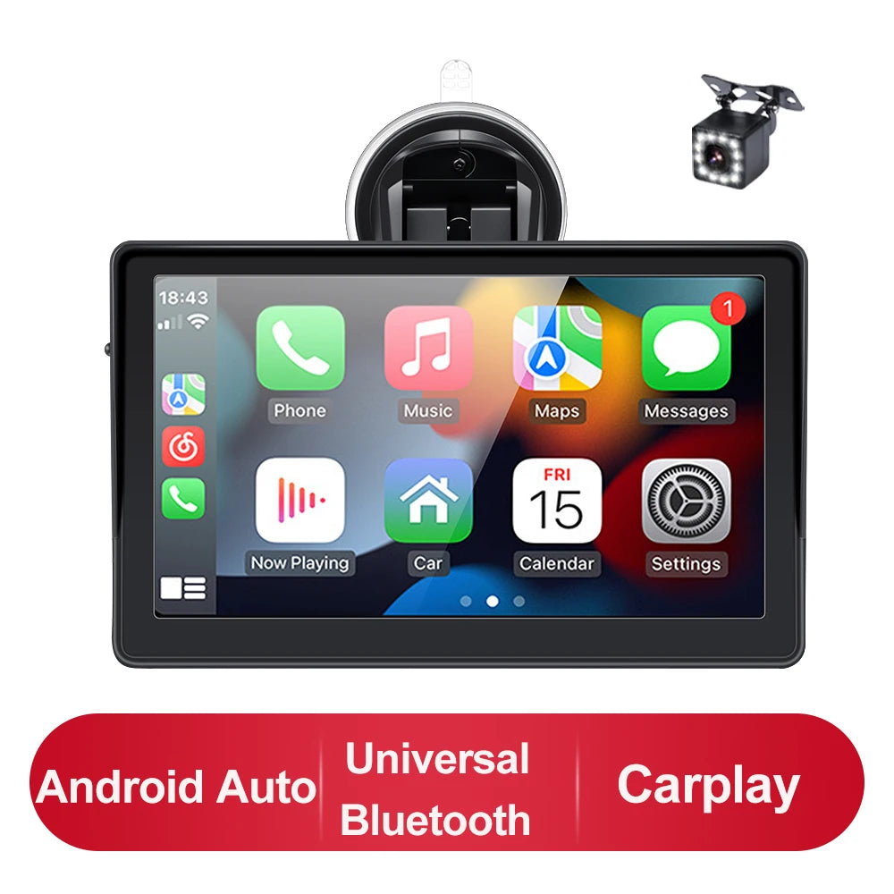 Autoradio Portable CarPlay Android Auto, lecteur vidéo multimédia de 7 pouces, écran tactile avec USB AUX pour caméra de recul
