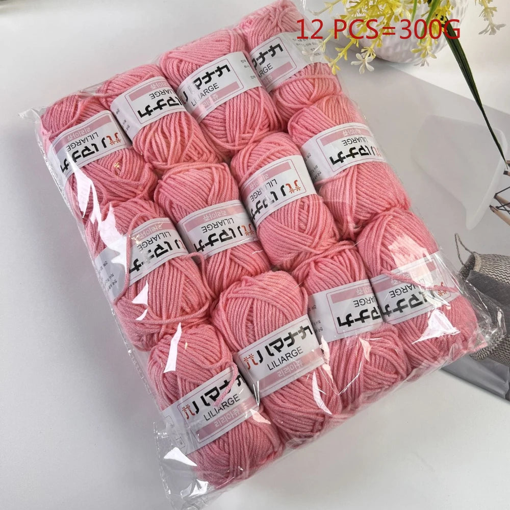 12 pièces 300g fil de lait fait à la main grossier bricolage tissage boule de fil pour pull chapeau écharpe et autres vêtements doux Crochet fil à tricoter
