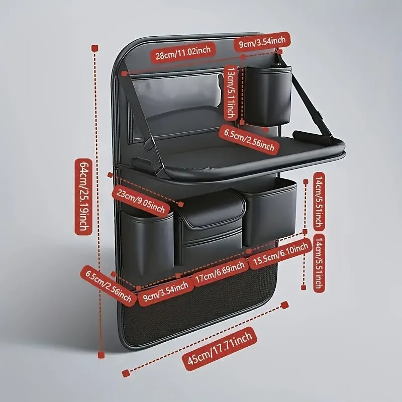 Sac de rangement pour dossier de siège de voiture, 1 pièce, grande capacité, multi-poches, organisateur de siège arrière, Table à manger pliable, plateau de tablette, sac suspendu