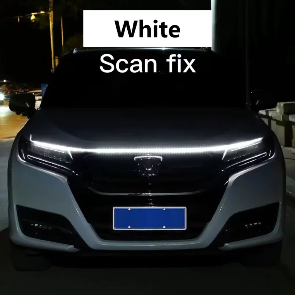 LED feux de jour balayage démarrage capot de voiture lumières décoratives DRL Auto moteur capot Guide lampe d'ambiance décorative 12V blanc