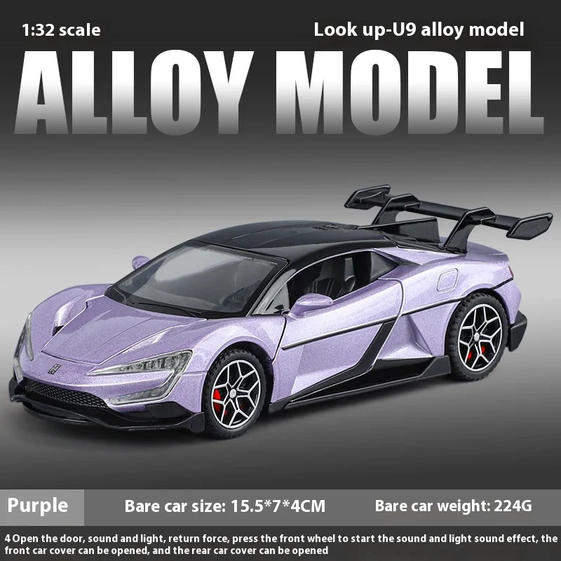 Simulation 1:32 YANGWANG-modèle de voiture en alliage U9, véhicule de jeu cadeau d'anniversaire avec son et lumière voiture jouet pour enfants garçon