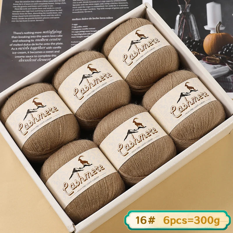 Fil de laine fine pure cachemire 300g, matériel de bricolage tissé à la main, aiguilles à tricoter, pulls chauds, pulls, foulards, boules de fil