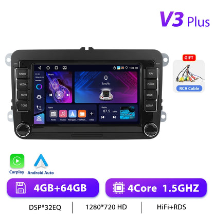 Podofo 7 "9" CarPlay Android autoradio pour Volkswagen VW Golf Passat JETTA Skoda siège voiture système Intelligent 2din GPS autoradio
