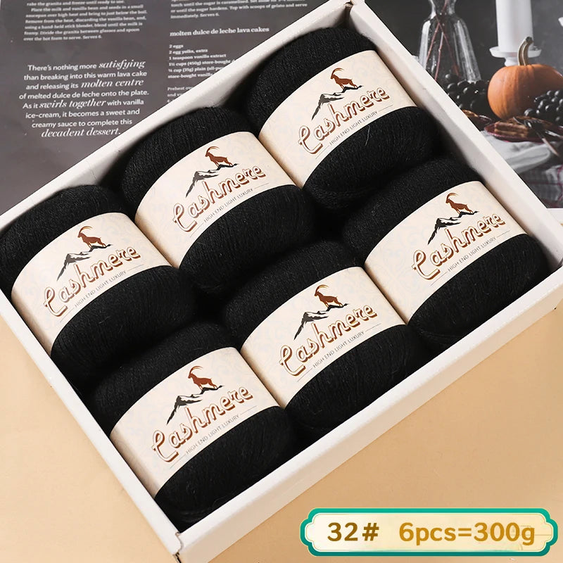 Fil de laine fine pure cachemire 300g, matériel de bricolage tissé à la main, aiguilles à tricoter, pulls chauds, pulls, foulards, boules de fil