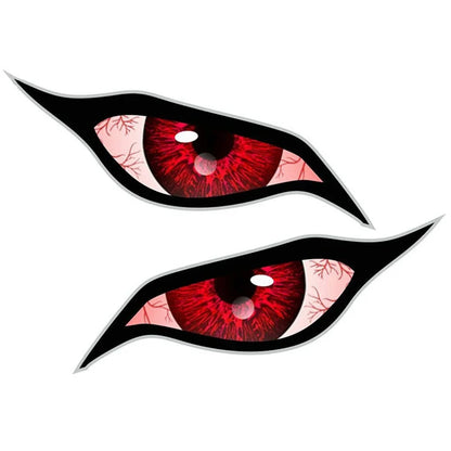 Autocollant de voiture 2 pièces personnalité rouge bleu mauvais œil Zombie crème solaire autocollant étanche pour rétroviseur PVC, 14cm * 6cm