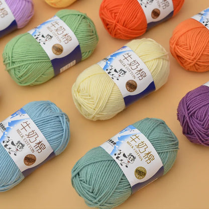 Fil à tricoter en coton au lait, 5 brins, 50g, pour bricolage de sacs de poupée, fil, écharpe, chaussettes