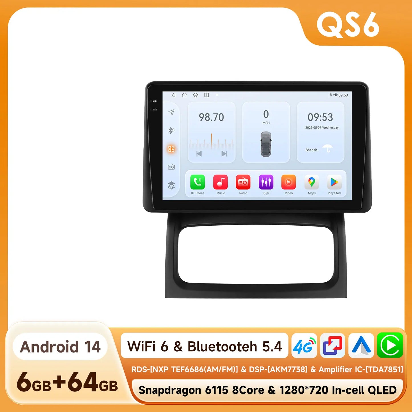 Hizpo-Autoradio Android, Navigation GPS, CarPlay, Stéréo, Unité principale, RDS, 4G, Limitation de l'autoradio, 2 Din, Renault Clio 2, 2000 - 2012