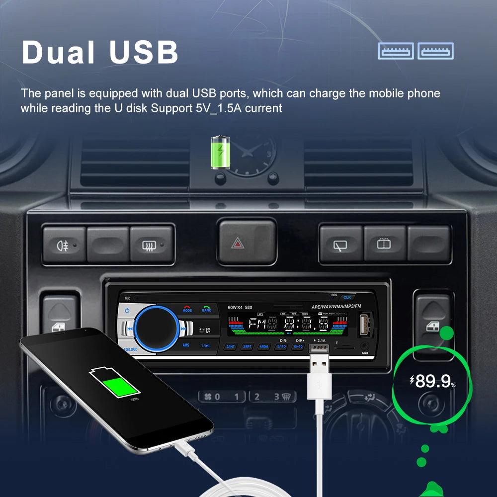 Camecho-Autoradio stéréo 1Din, Bluetooth, lecteur MP3, audio FM numérique, musique, USB, SD, entrée AUX, tableau de bord, limitation universelle