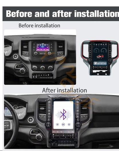 Autoradio pour Dodge Ram 2019 – 2023 1Din, écran tactile 13.6 pouces, Android Auto, Audio DSP, Bluetooth, USB, Support de commande au volant