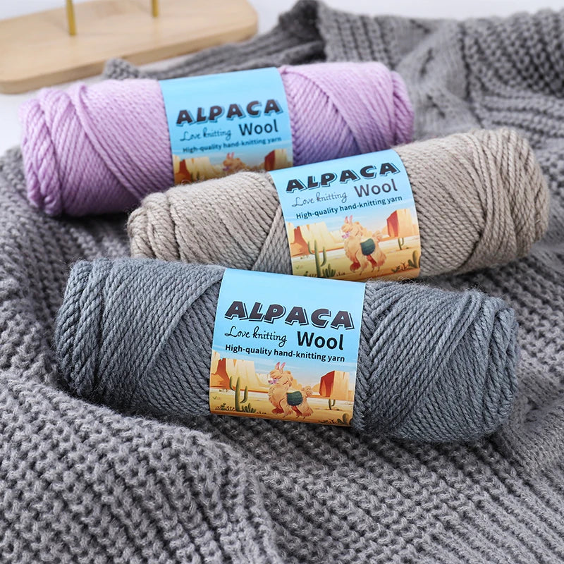 500g contient 5 écheveaux de fil de laine d'alpaga épais, 245 aiguilles, fil à tricoter, fil de matériel de bricolage pour pulls à tricoter, fil pour la fabrication de pulls en laine, grands manteaux, châles, chapeaux,
