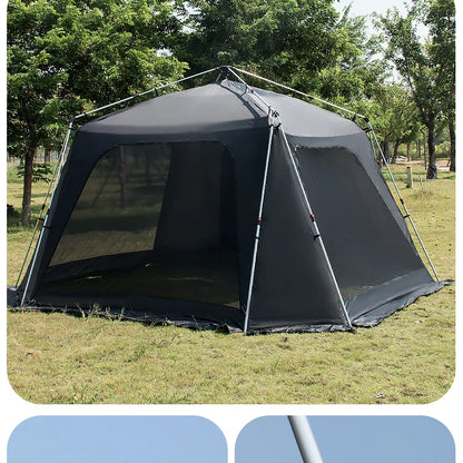 Tente de camping instantanée octogonale Sonuto, grande tente familiale avec structure en aluminium, résistante au vent et à l'eau, abri solaire pour la plage
