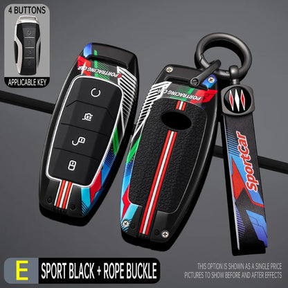 Étui pour clé de voiture en métal, Style course à 4 boutons, housse Fob pour BYD Song Plus Atto 3 Han EV Tang DM Qin Seal Dolphin