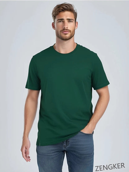 T-shirt d'été à manches courtes pour hommes, col rond, demi-manches, grande taille, en coton, couleur unie, hauts surdimensionnés 12XL, 10XL 9XL