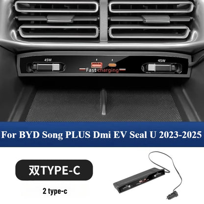 Boîtier de chargement rapide pour voiture BYD Song PLUS Dmi EV Seal U 2023 – 2025, station d'extension de commande centrale, extension Hub, chargement Usb