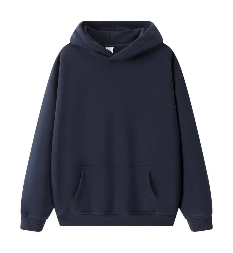 Bricolage LOGO personnalisé Image 17 + couleurs 400GSM chaud hommes surdimensionné goutte épaule sweats à capuche couleur unie mâle hiver avec sweat à capuche en polaire