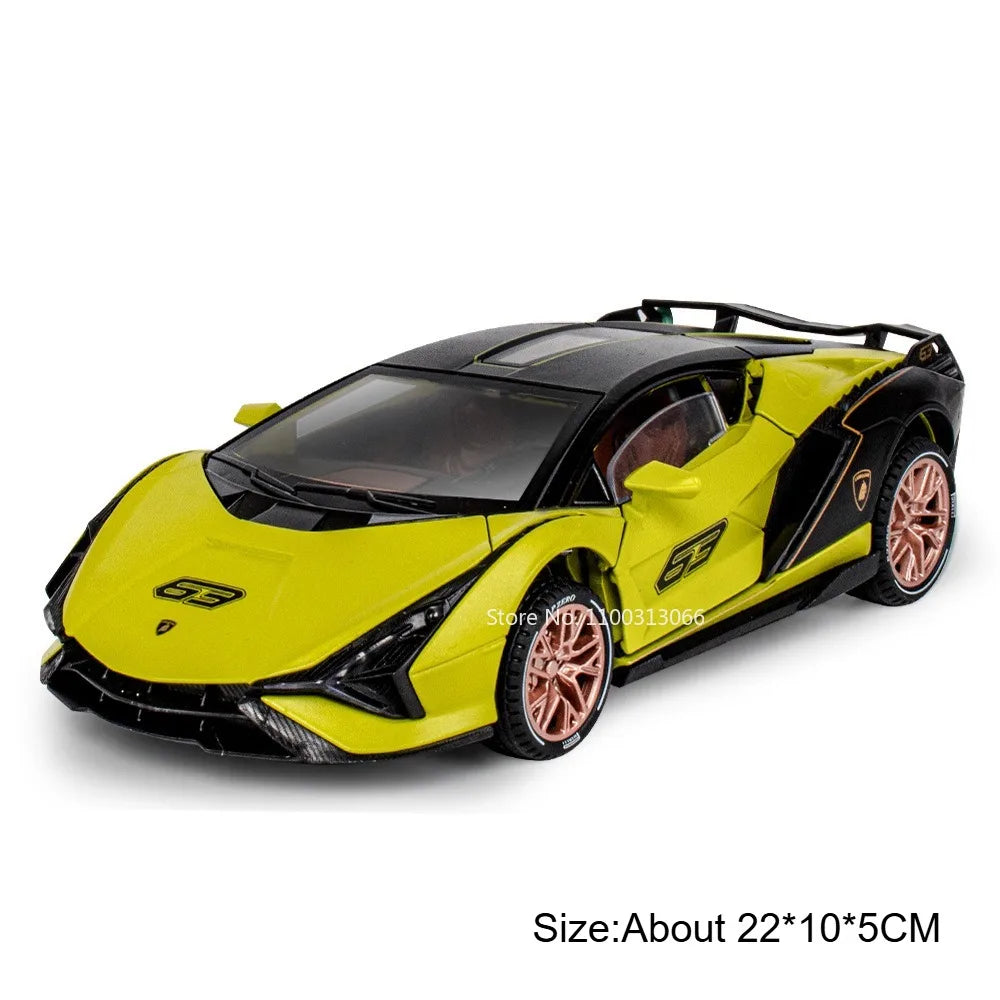 1:24 BYD YANGWANG U9 Lambor Sian voitures modèles miniatures jouets roue Absorption des chocs lumière musique supercar pour enfants Edutainment
