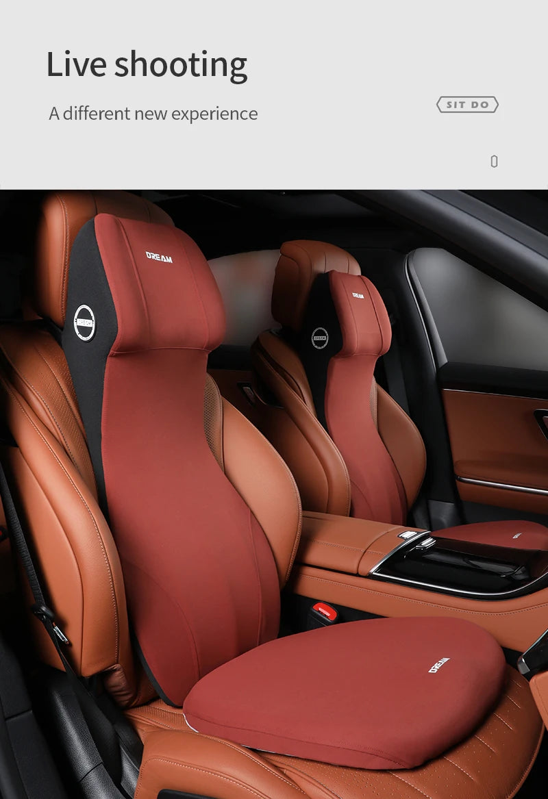 Appui-tête en cuir pour voiture, Support lombaire en mousse à mémoire de forme, oreiller de cou, coussin de dos, Support de taille, accessoires d'intérieur de voiture