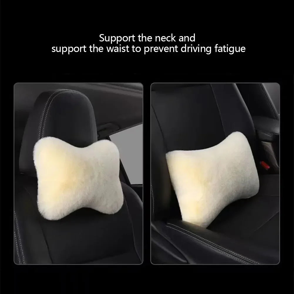 Appui-tête de cou de voiture d'hiver, oreiller doux pour siège de voiture, oreiller respirant en peluche, Support de tête et de cou, oreiller de sommeil, accessoires de voiture