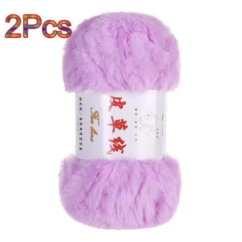 Fil de laine de vison au Crochet, 2 pièces, fil de fausse fourrure, cachemire, tricot à la main, fil de pull, vêtements, écharpe, fil de vison moelleux