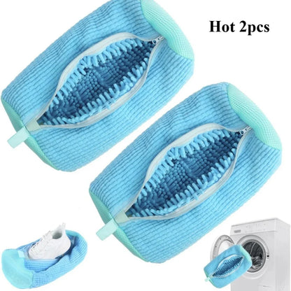 2/1 pièces sac de lavage de chaussures Machine à laver sacs à linge avec fermeture à glissière chaussures sacs de nettoyage chaussures blanchisserie Fibers moelleuses Sneaker