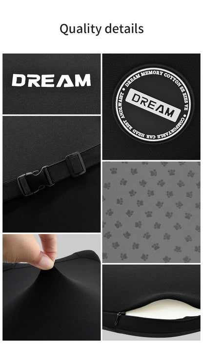 Appui-tête en cuir pour voiture, Support lombaire en mousse à mémoire de forme, oreiller de cou, coussin de dos, Support de taille, accessoires d'intérieur de voiture