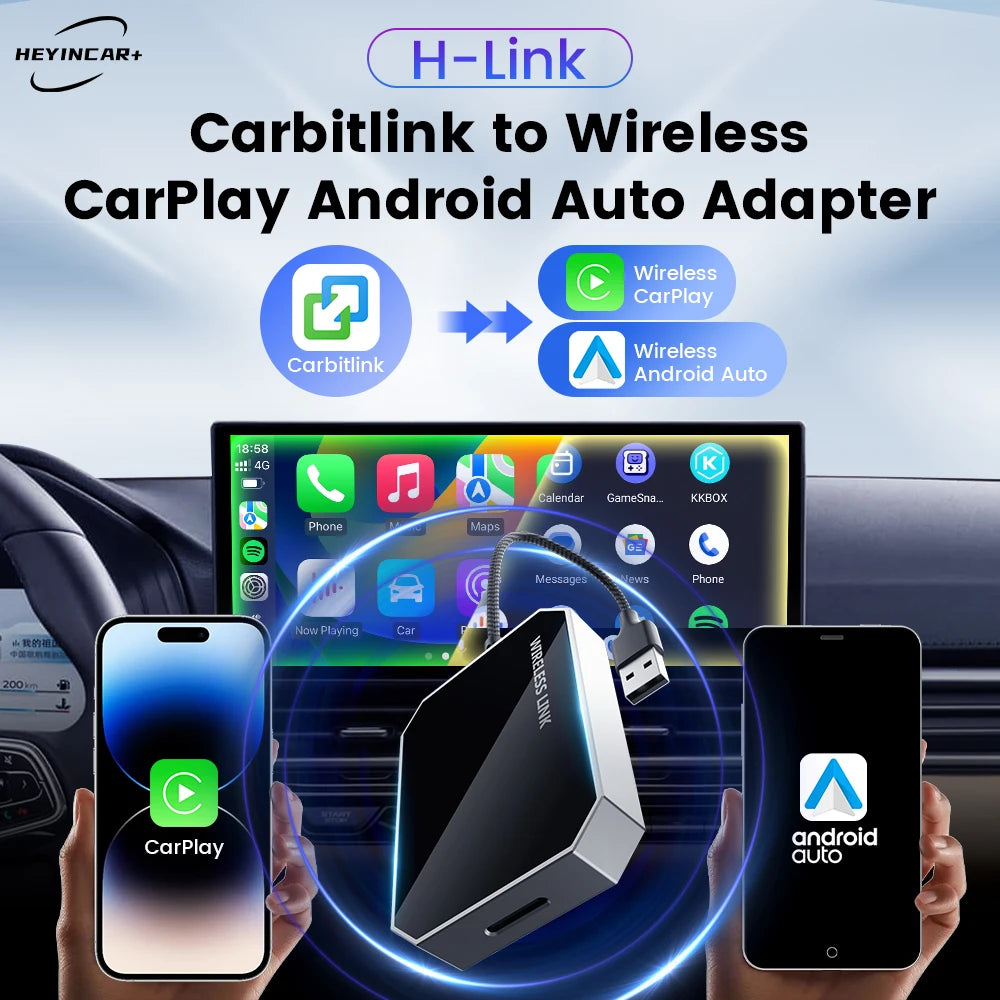 2025 HEYINCAR Carbitlink Smartlink Phonelink connexion facile à sans fil Carplay Android atuo Baic Jetour Geely Dongfeng GAC JAC