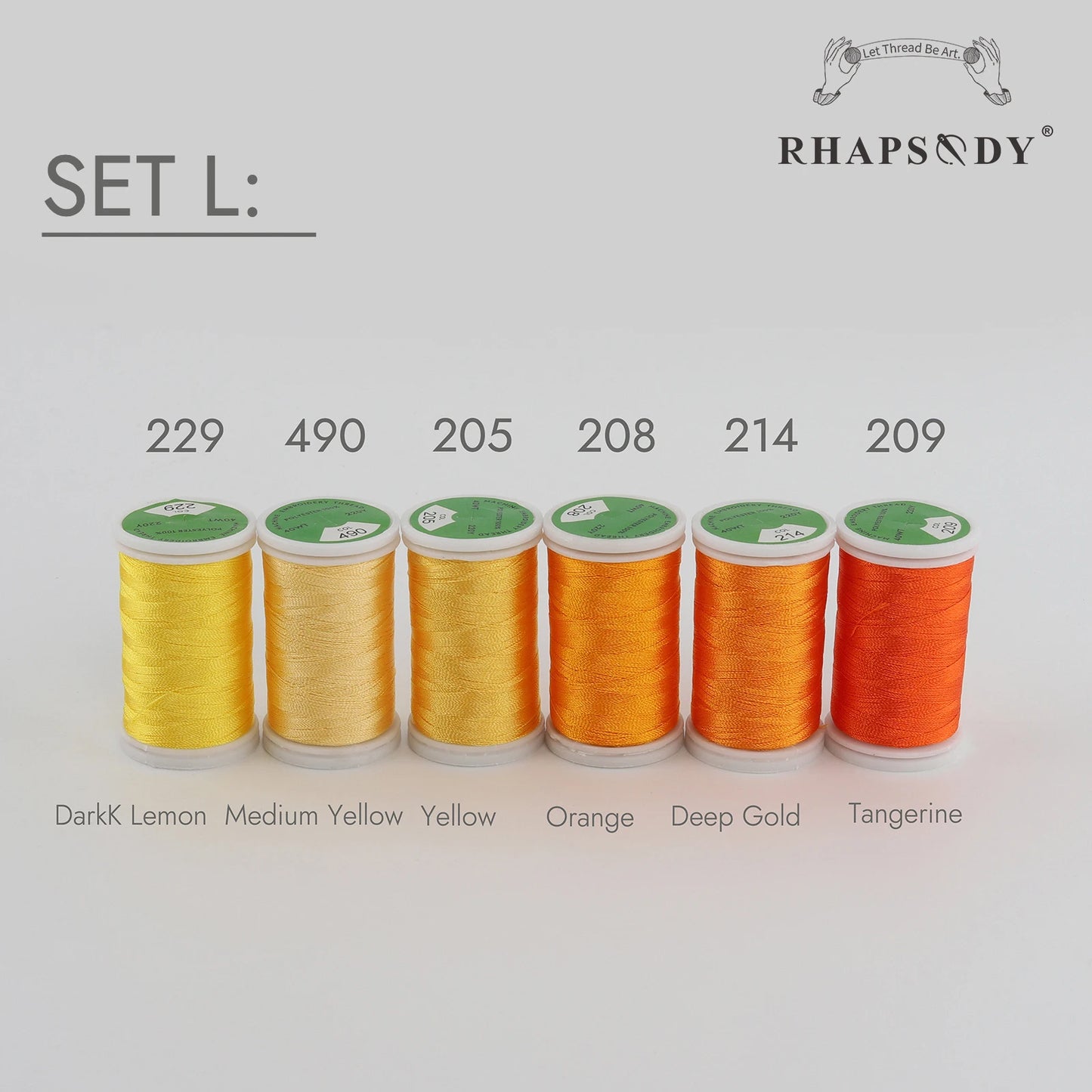 Rhapsody 6/60 ensemble de couleurs frère fil à broder en Polyester de qualité supérieure 200M (220Y) chaque bobine frère Babylock Janome Singer Hom