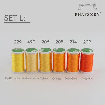 Rhapsody 6/60 ensemble de couleurs frère fil à broder en Polyester de qualité supérieure 200M (220Y) chaque bobine frère Babylock Janome Singer Hom