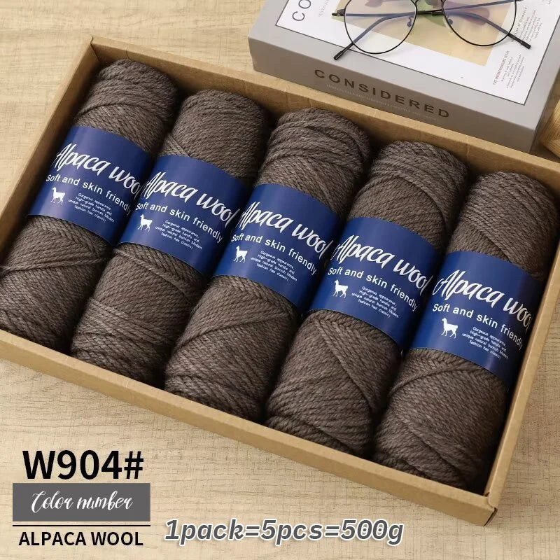Fil de laine d'alpaga 500g, fil grossier, tissé à la main pour fabriquer des pulls chauds et à la mode, coupe-vent, vestes, foulards, chapeaux, fils
