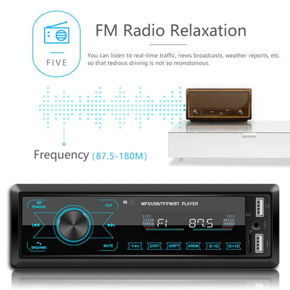 Hikity 1 DIN Lecteur MP3 de voiture à écran tactile intégré 12V Radio stéréo Bluetooth FM USB SD AUX-IN 12V Autoradio avec télécommande