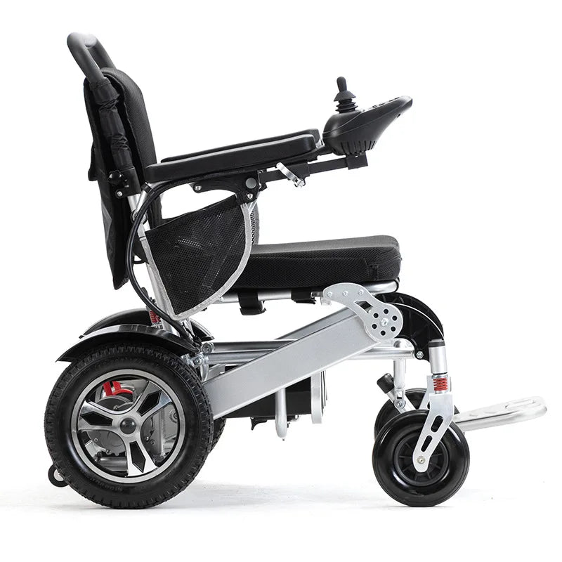 Fauteuil roulant électrique pliant automatique léger, cadre en alliage d'aluminium, avant et arrière