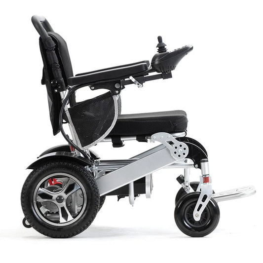 Fauteuil roulant électrique pliant automatique léger, cadre en alliage d'aluminium, avant et arrière