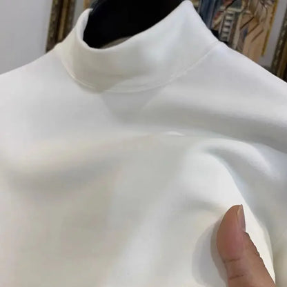 Sous-vêtements thermiques à Base épaisse pour hommes, T-shirt décontracté à manches longues et col Semi-haut pour porter à l'intérieur et à l'extérieur, automne et hiver