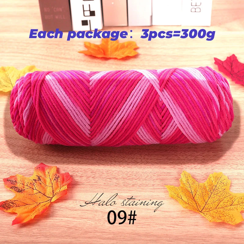 Pull auto-tissé en coton au lait teint à 5 brins, écharpe, couverture moyenne épaisse, fil au Crochet tissé fait à la main, 300g