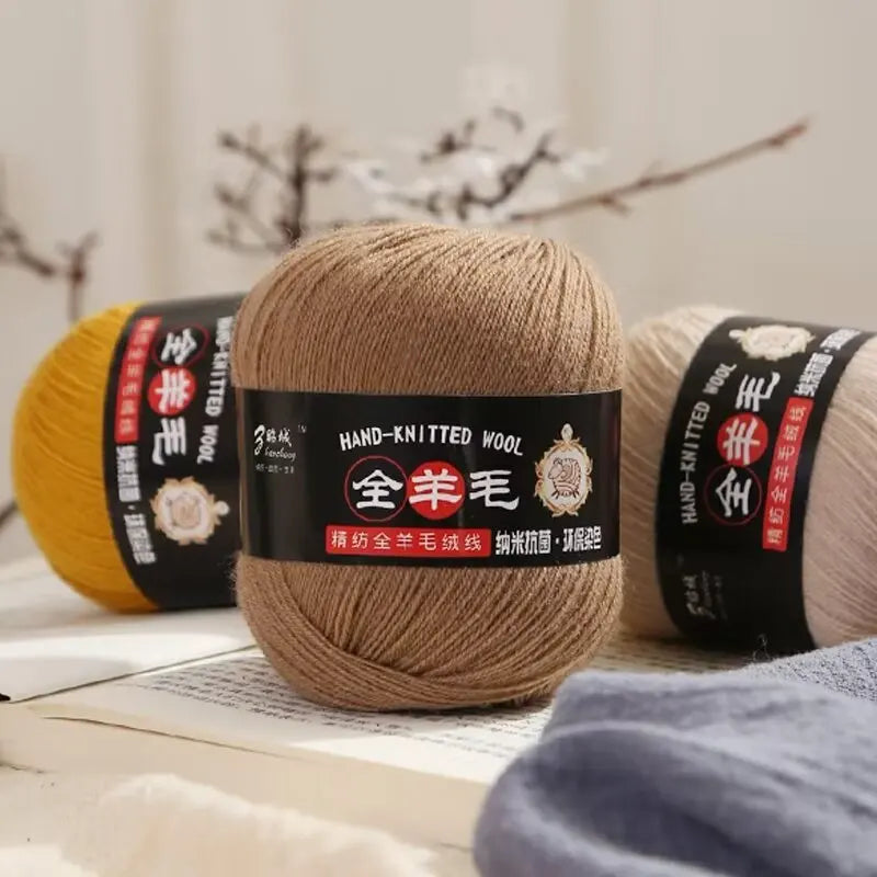 Rouleau de fil mérinos pur 100% laine, 50 g/rouleau, pour tricoter à la main, écharpe douce, pull, bricolage de poupée, matériel tissé