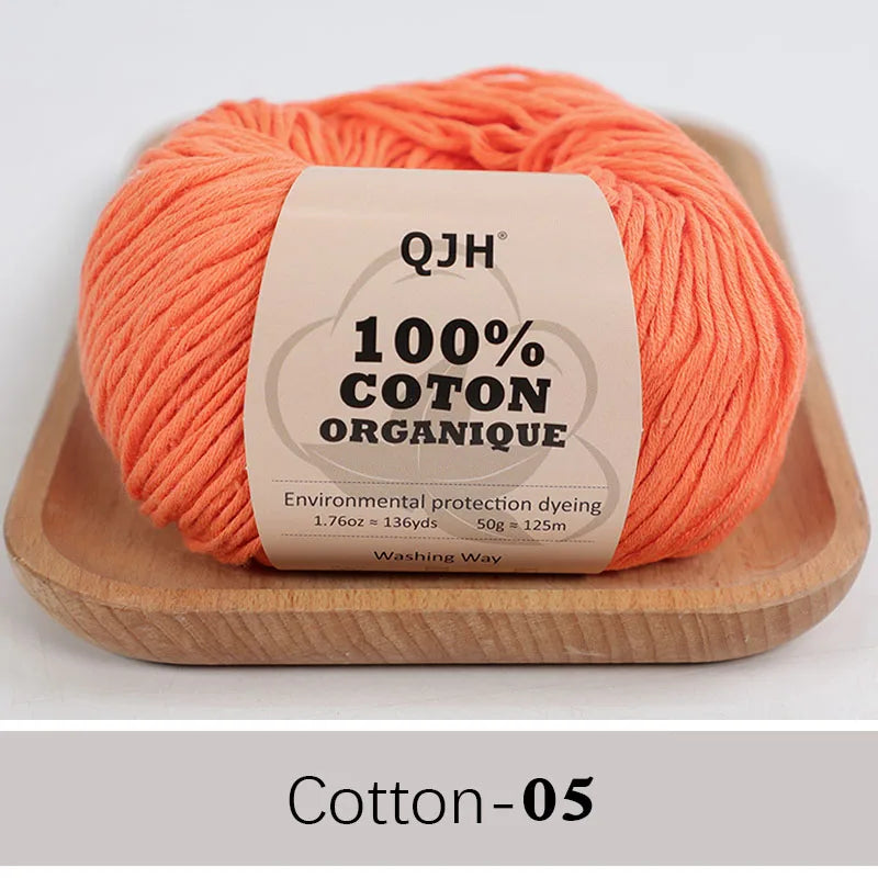 QJH 100% fil de coton, fil de poids de Sport pour bébé en coton, fil Amigurumi, fil doux d'été, fil au Crochet/à tricoter-6 pièces