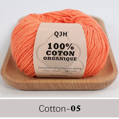 QJH 100% fil de coton, fil de poids de Sport pour bébé en coton, fil Amigurumi, fil doux d'été, fil au Crochet/à tricoter-6 pièces