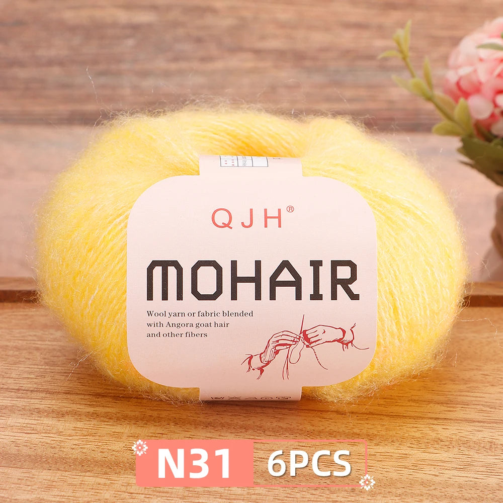 Fil Mohair doux et chaud, 6 paquets/150g, chaussettes de pull en tricot faites à la main, fil d'écharpe châle au Crochet, 60% Mohair, 40% acrylique