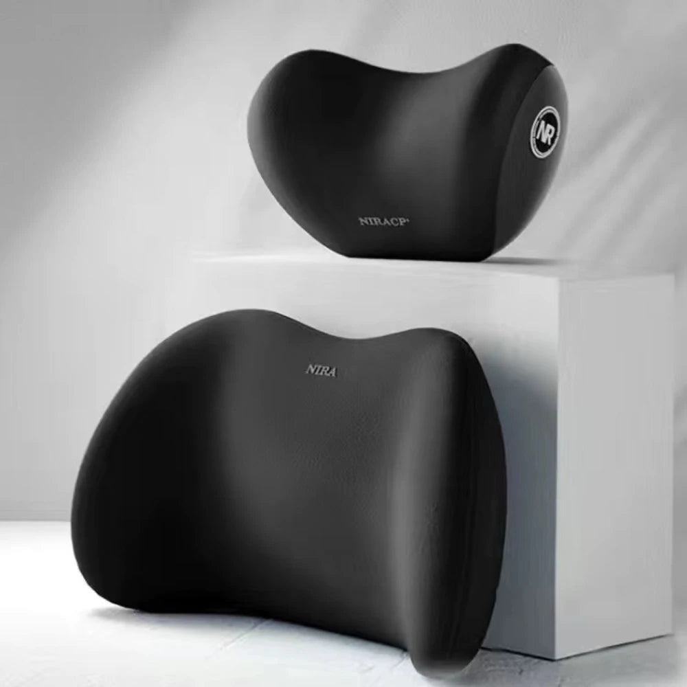 Car Headrest Pillow and Lumbar Support Set Memory Foam Neck Pillow & Back Cushion for Long Drive Pain Relief Car Seat Comfort