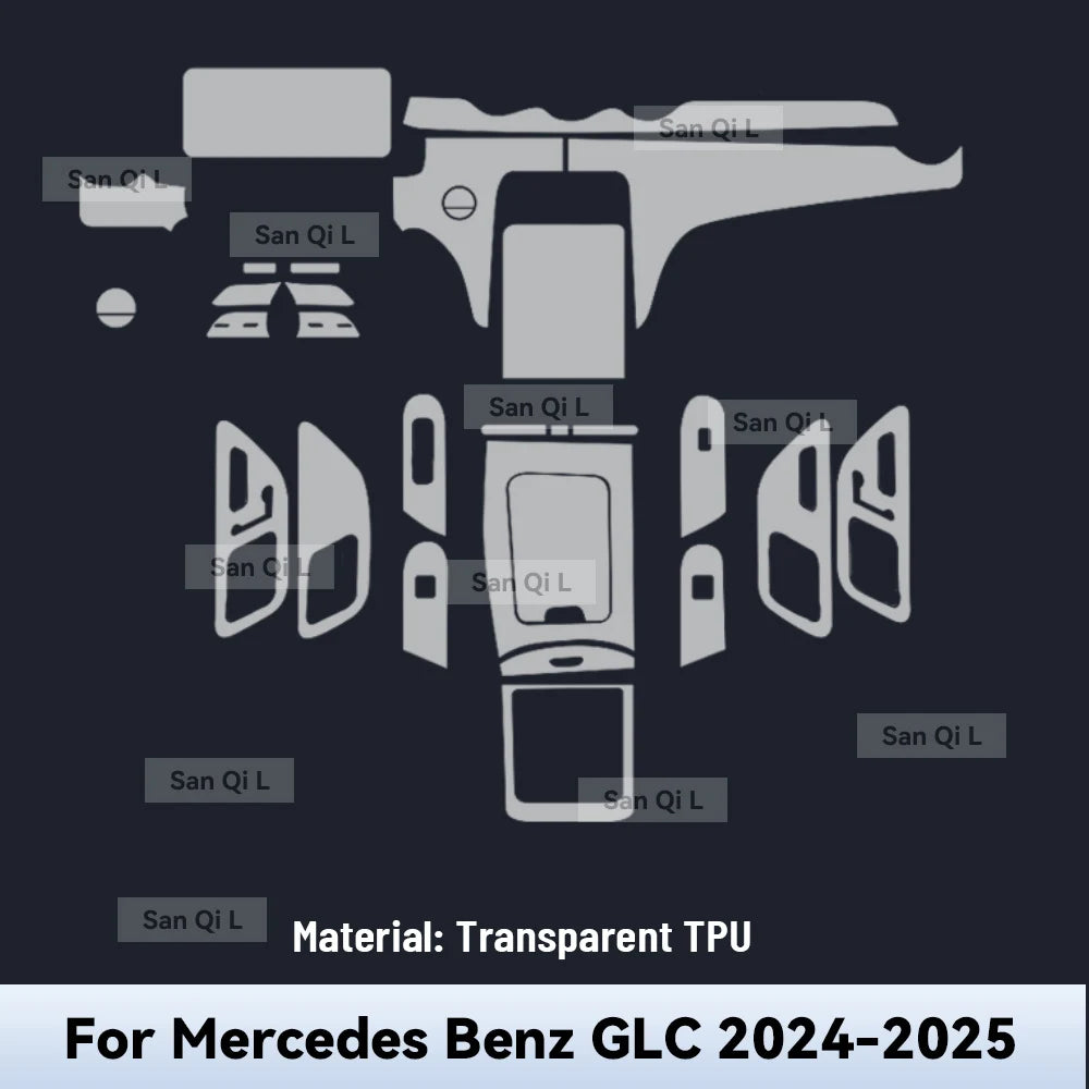 Film de protection transparent pour Console centrale intérieure Mercedes Benz GLC 2024 2025, teinte anti-rayures en TPU pour voiture, accessoires de rénovation
