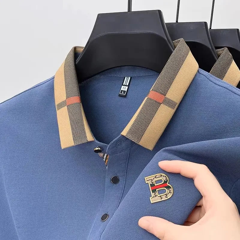 Marque de luxe logo polo à manches courtes hommes été nouveau haut de gamme en soie coton respirant Paul T-shirt mode décontracté vêtements pour hommes